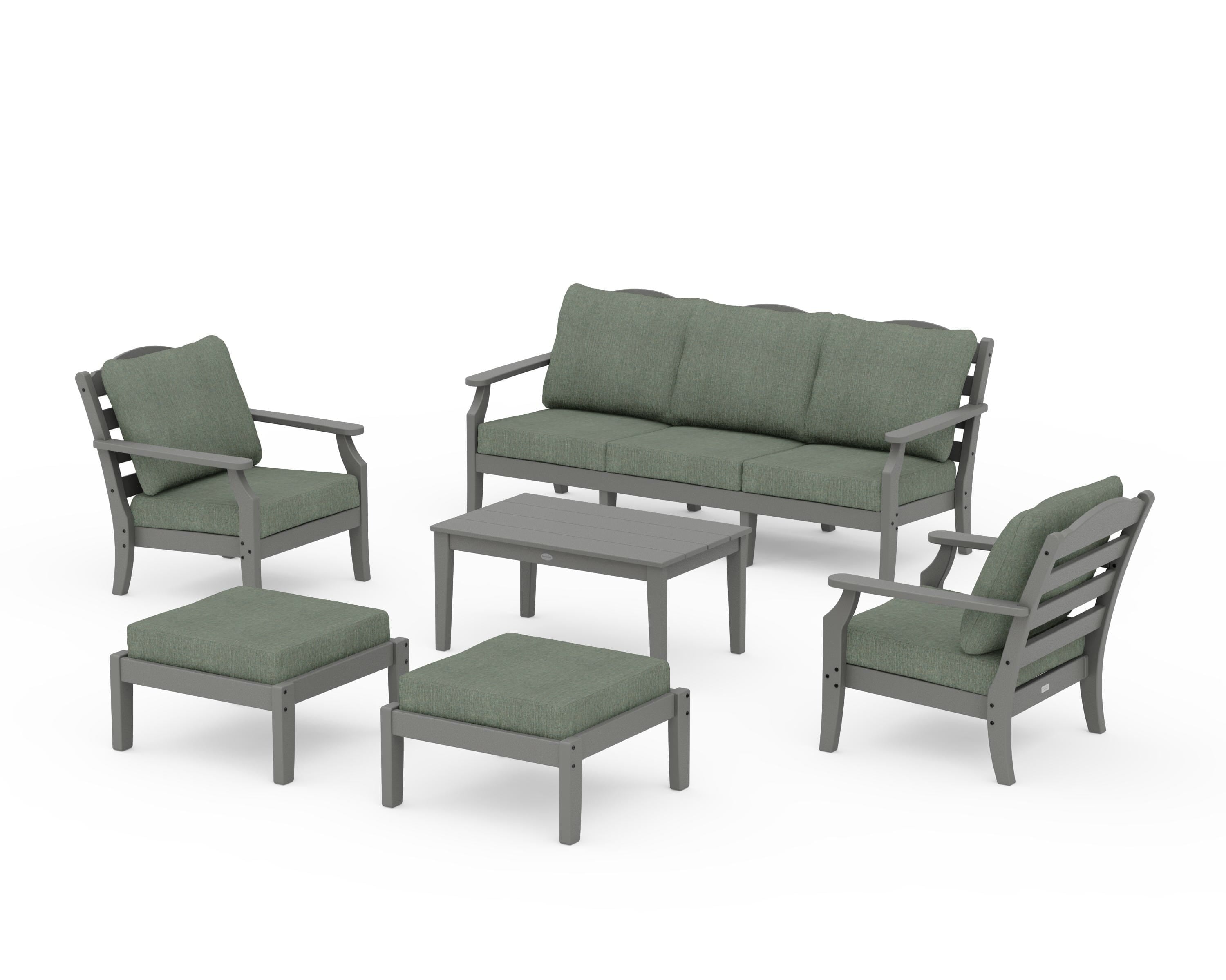 Draper James™ by  POLYWOOD® Savannah 6-Piece Lounge Sofa Set in Slate Grey / Cast Sage