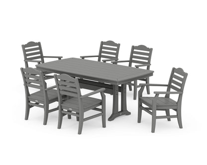 POLYWOOD® Savannah Arm Chair 7-Piece Dining Set with Trestle Legs in Slate Grey
