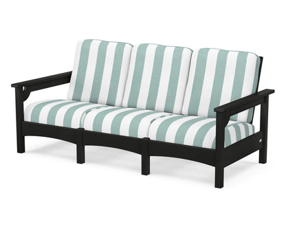 POLYWOOD® Club Sofa in Black / Cabana Stripe Glacier Spa