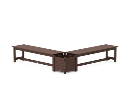 POLYWOOD® 60" Nautical L- Shaped Planter Bench Set in Mahogany