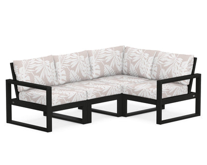 POLYWOOD® EDGE 4-Piece Modular Deep Seating Set in Black / Leaf Dune Burlap