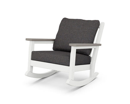 POLYWOOD® Chippendale Deep Seating Rocking Chair in White / Driftwood / Ash Charcoal