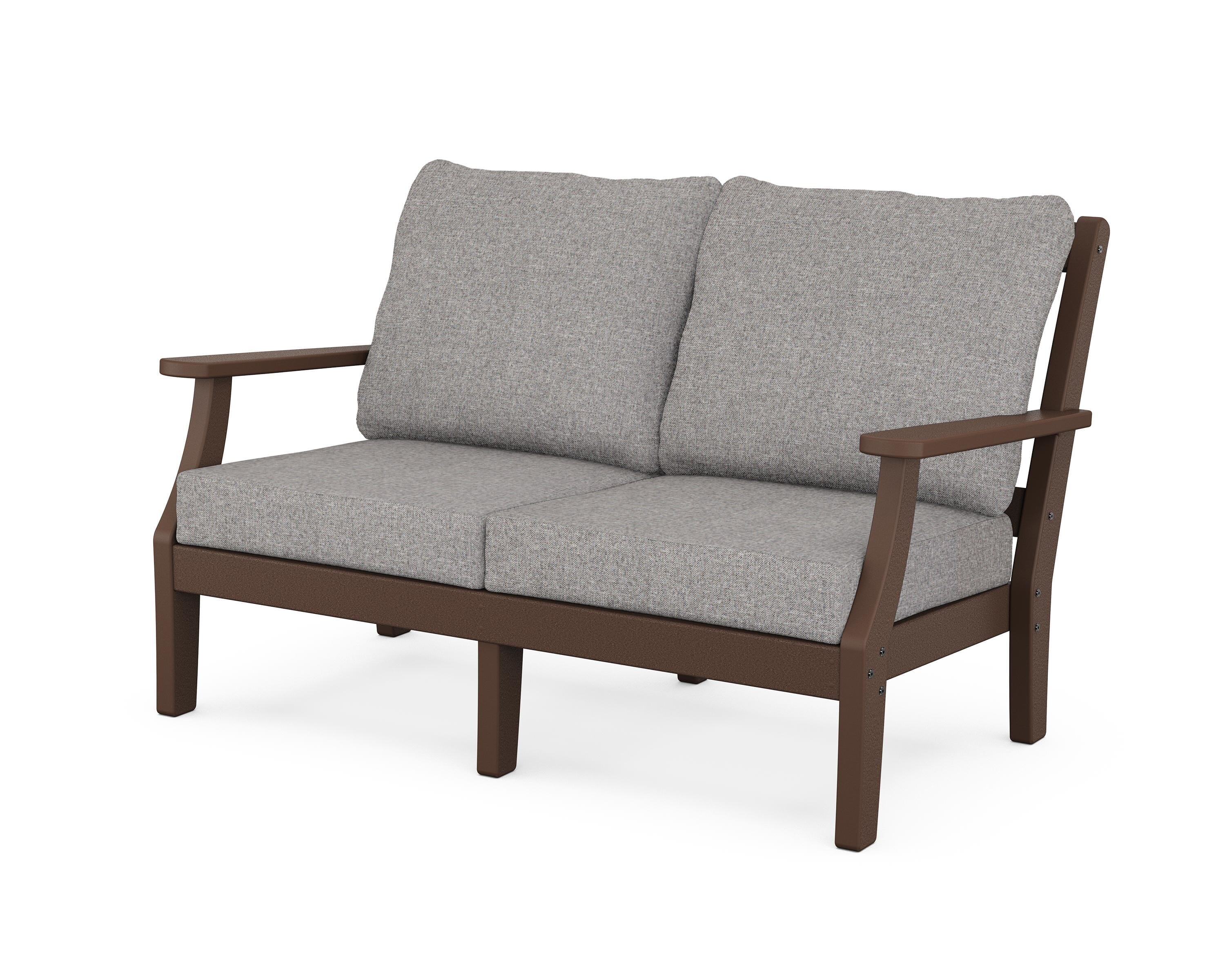 Martha Stewart by POLYWOOD® Chinoiserie Deep Seating Loveseat in Mahogany / Grey Mist