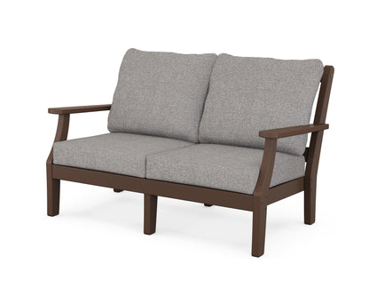 Martha Stewart by POLYWOOD® Chinoiserie Deep Seating Loveseat in Mahogany / Grey Mist