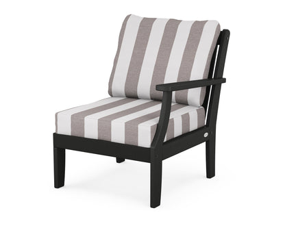 POLYWOOD® Braxton Modular Right Arm Chair in Black / Cabana Stripe Grey Mist