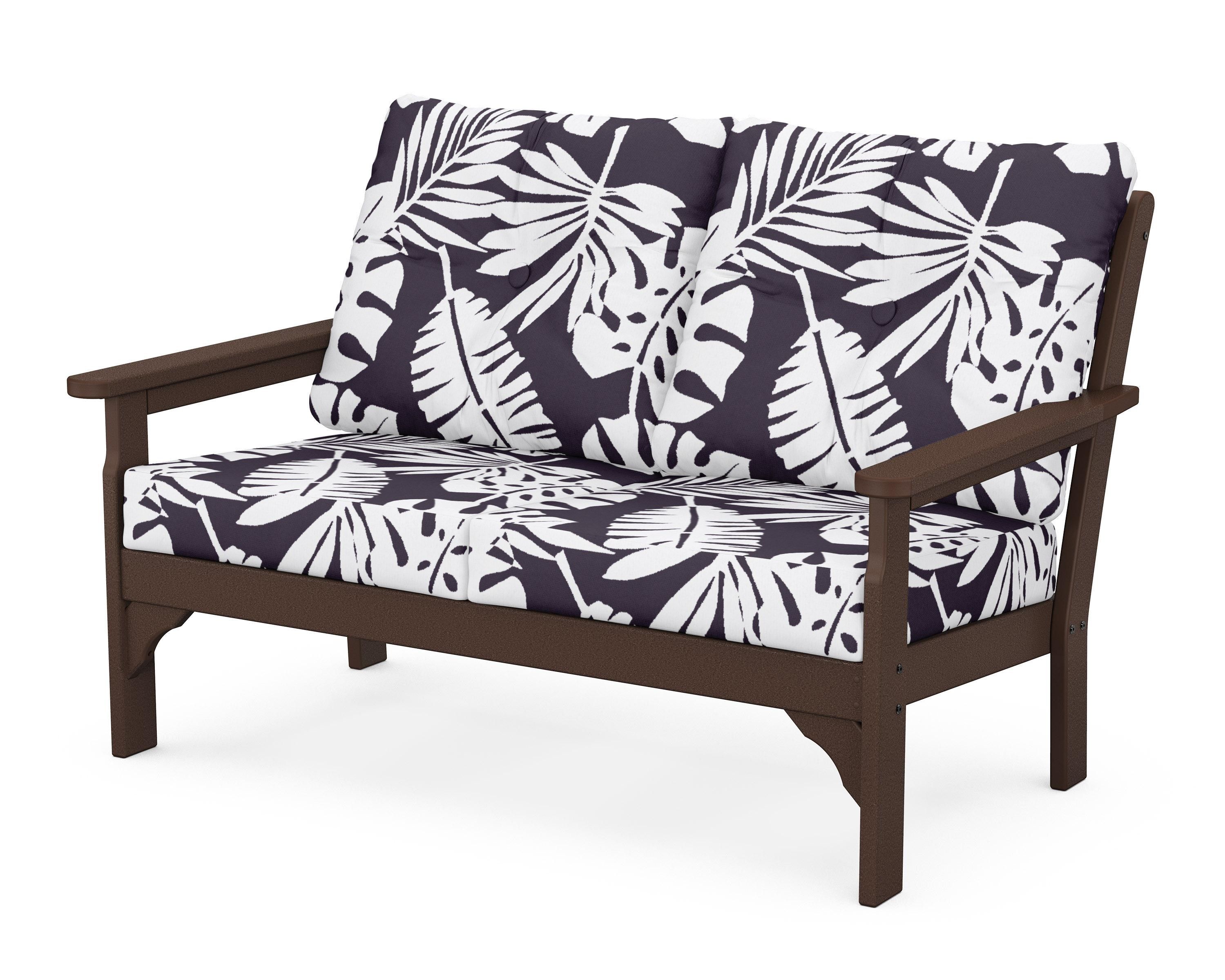 POLYWOOD® Vineyard Deep Seating Loveseat in Mahogany / Leaf Navy
