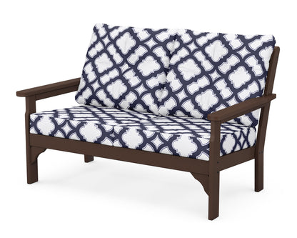 POLYWOOD® Vineyard Deep Seating Loveseat in Mahogany / Trellis Navy
