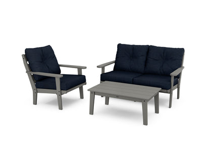 POLYWOOD® Lakeside 3-Piece Deep Seating Set in Slate Grey / Marine Indigo