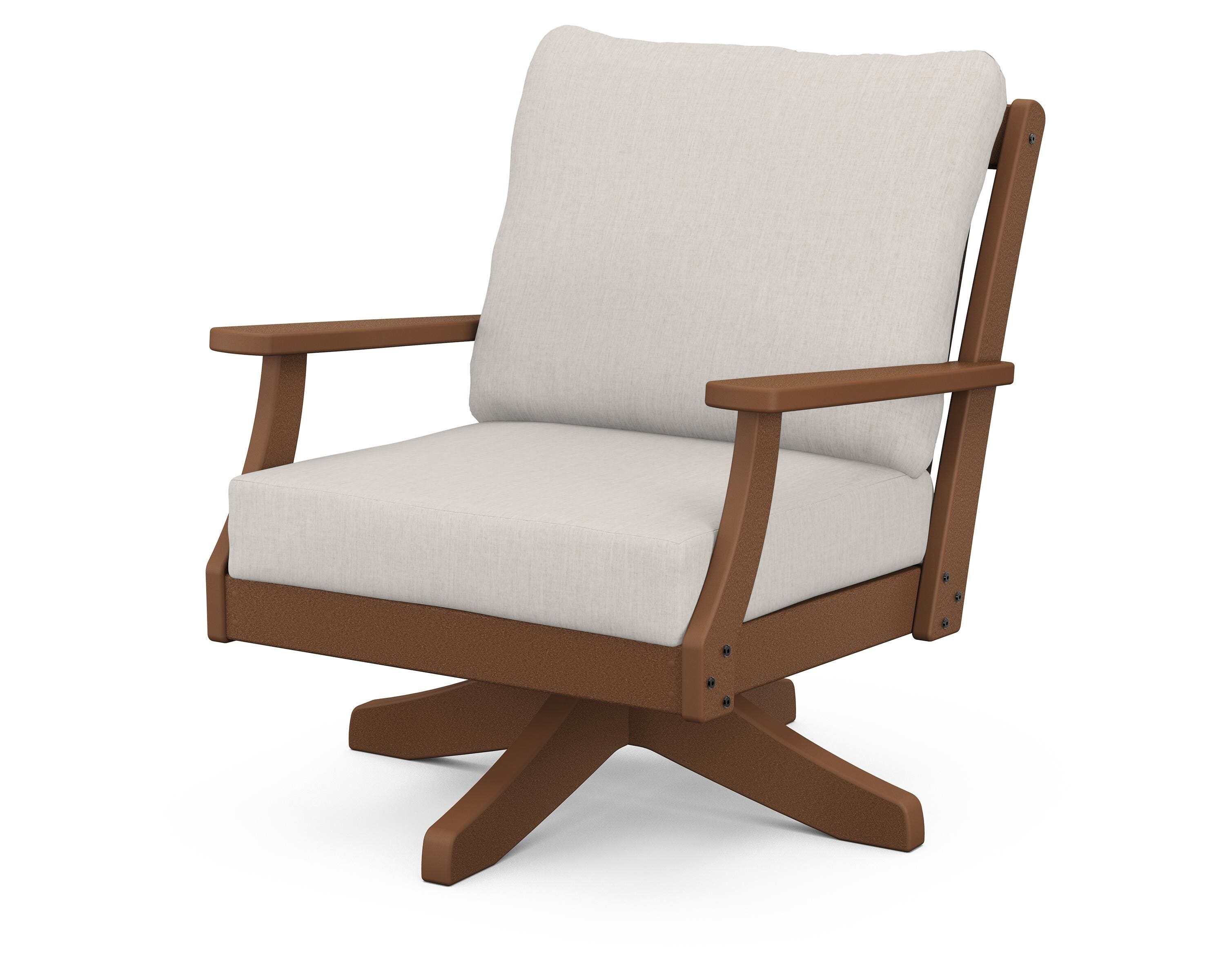 POLYWOOD® Braxton Deep Seating Swivel Chair in Teak / Cast Ash