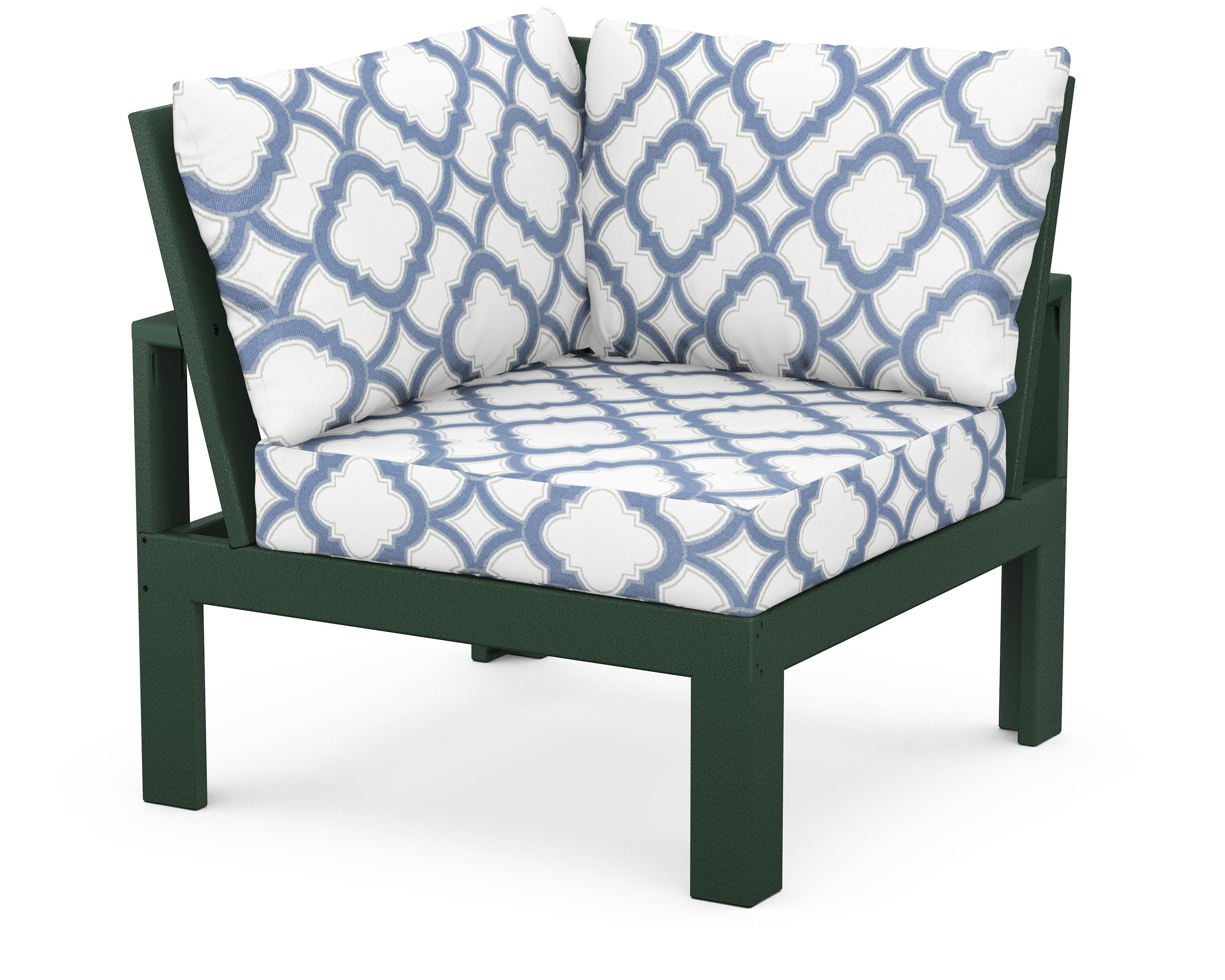 Unbranded Modular Corner Chair in Green / Trellis Sky Blue