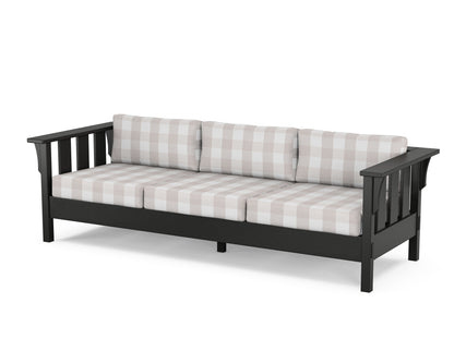 Martha Stewart by POLYWOOD® Acadia Deep Seating Sofa in Black / Buffalo Plaid Dune Burlap