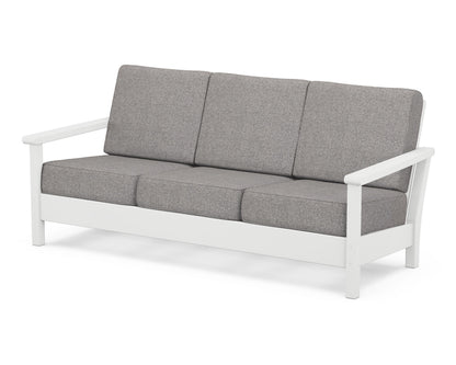 POLYWOOD® Harbour Deep Seating Sofa in White / Grey Mist