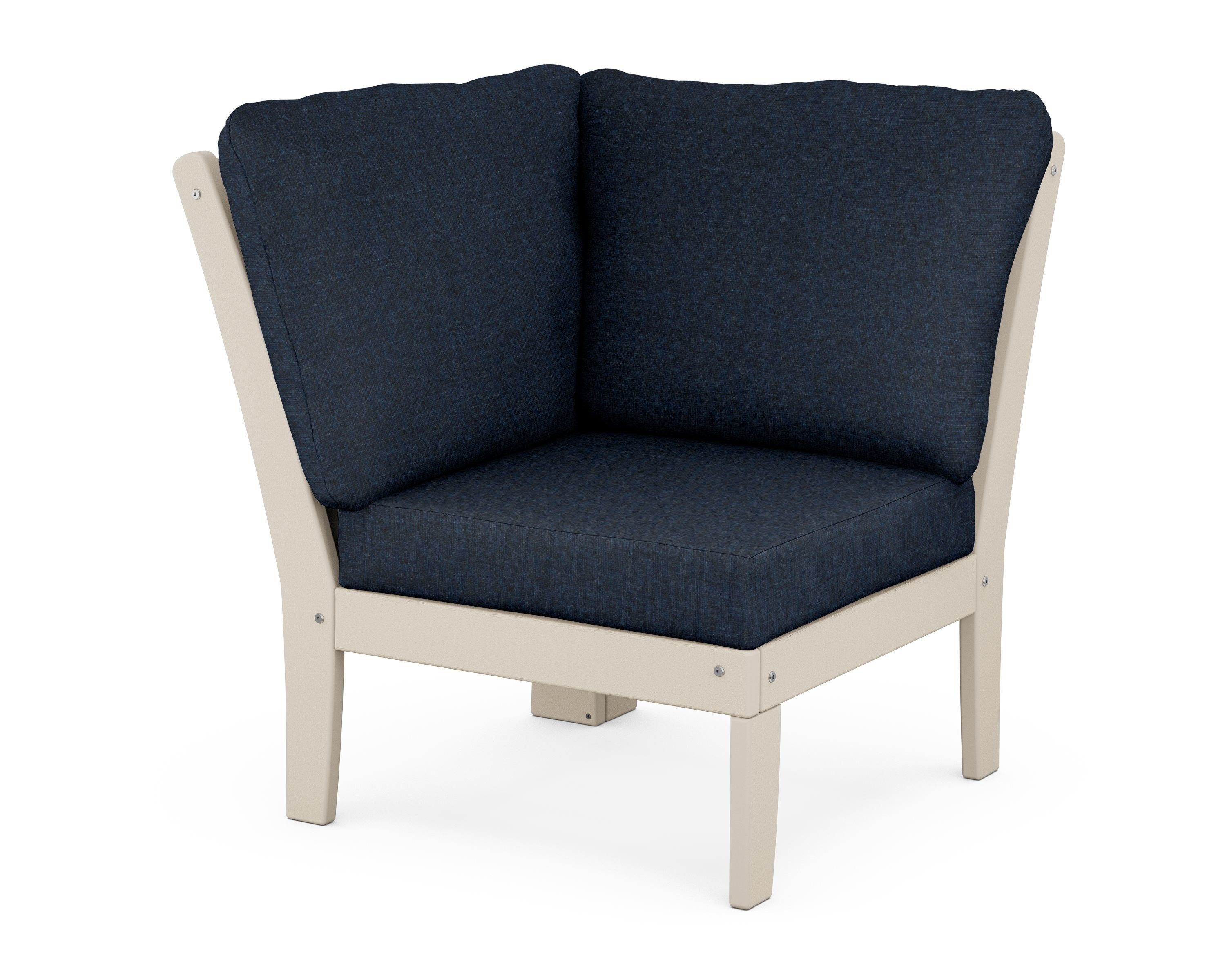POLYWOOD® Braxton Modular Corner Chair in Sand / Marine Indigo
