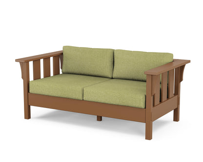 Martha Stewart by POLYWOOD® Acadia Deep Seating Loveseat in Teak / Chartreuse Boucle