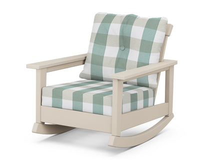 POLYWOOD® Prescott Deep Seating Rocking Chair in Sand / Buffalo Plaid Glacier Spa