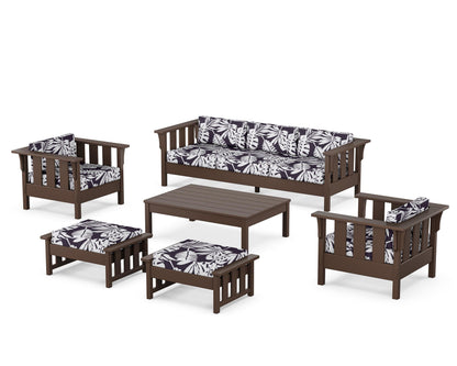 Martha Stewart by POLYWOOD® Acadia 6-Piece Lounge Sofa Set in Mahogany / Leaf Navy