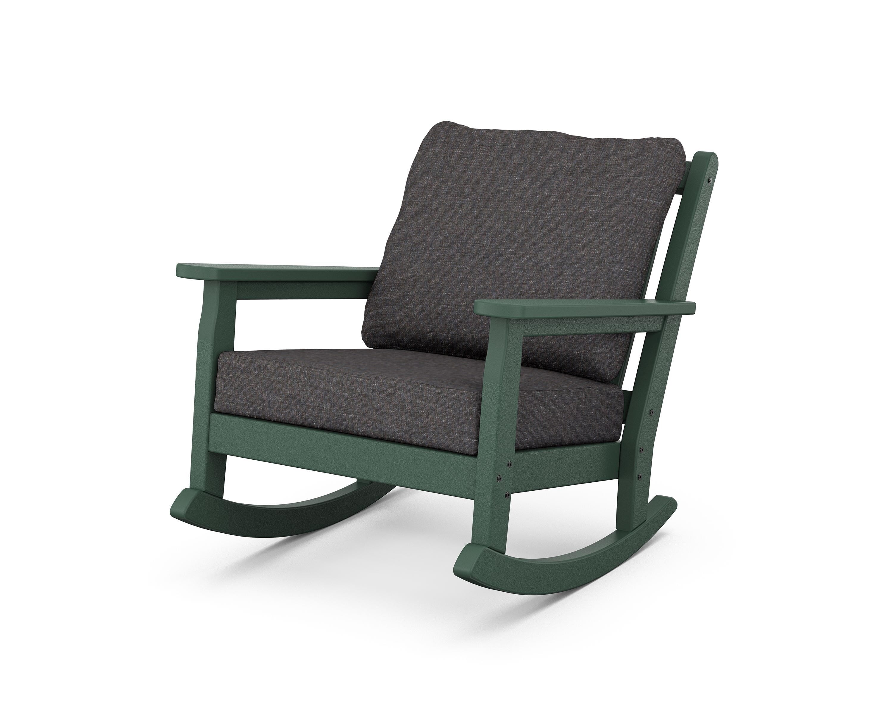 POLYWOOD® Chippendale Deep Seating Rocking Chair in Green / Ash Charcoal