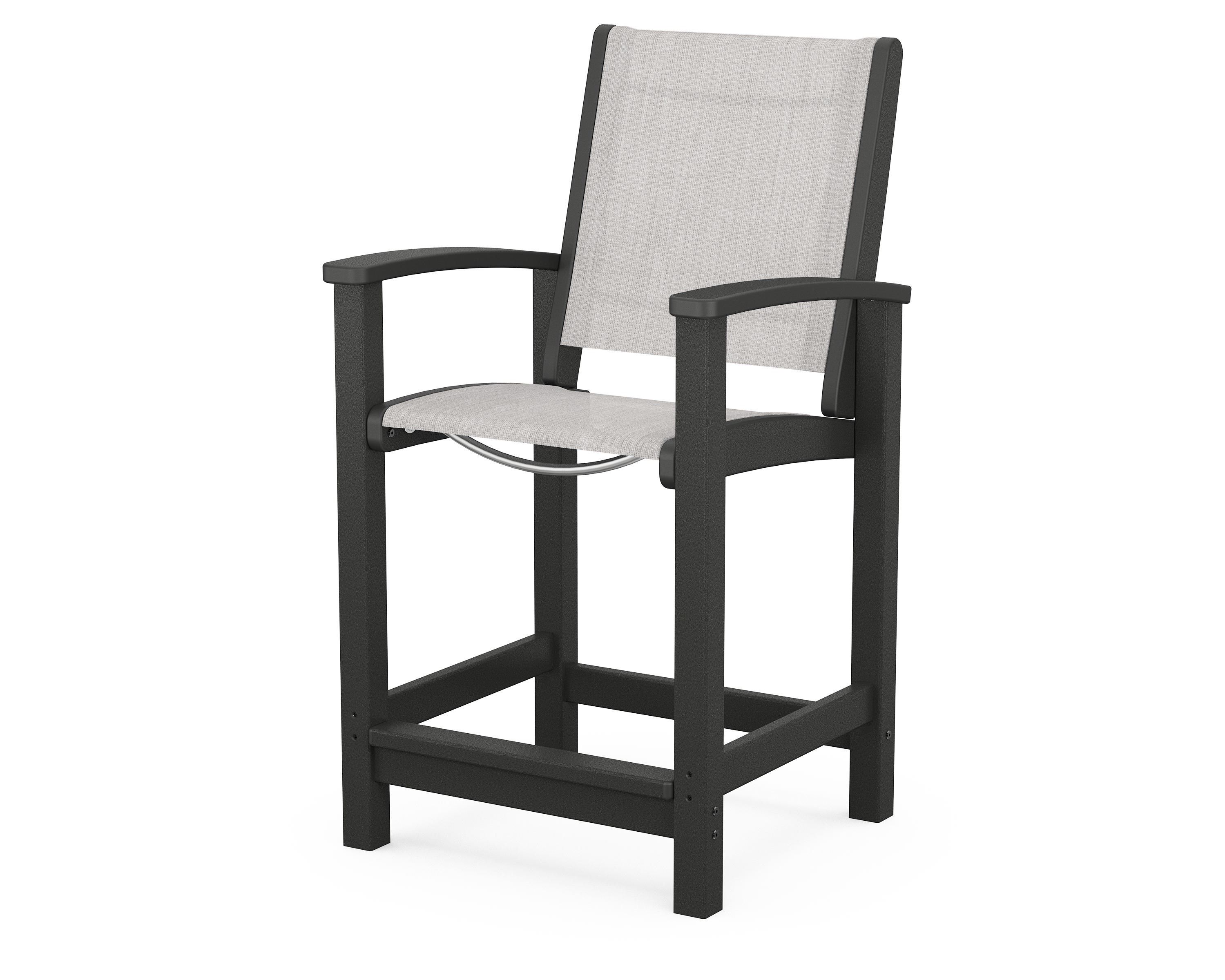 POLYWOOD® Coastal Counter Chair in Black / Parchment Sling