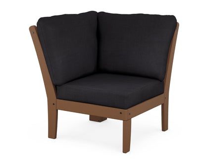 POLYWOOD® Braxton Modular Corner Chair in Teak / Midnight Linen