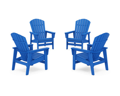POLYWOOD® 4-Piece Nautical Grand Upright Adirondack Chair Conversation Set in Pacific Blue