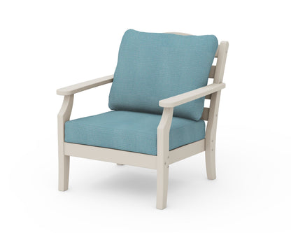 Draper James™ by  POLYWOOD® Savannah Deep Seating Chair in Sand / Lattice Sky Blue