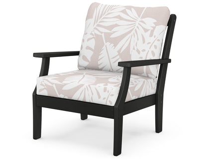 POLYWOOD® Braxton Deep Seating Chair in Black / Leaf Dune Burlap