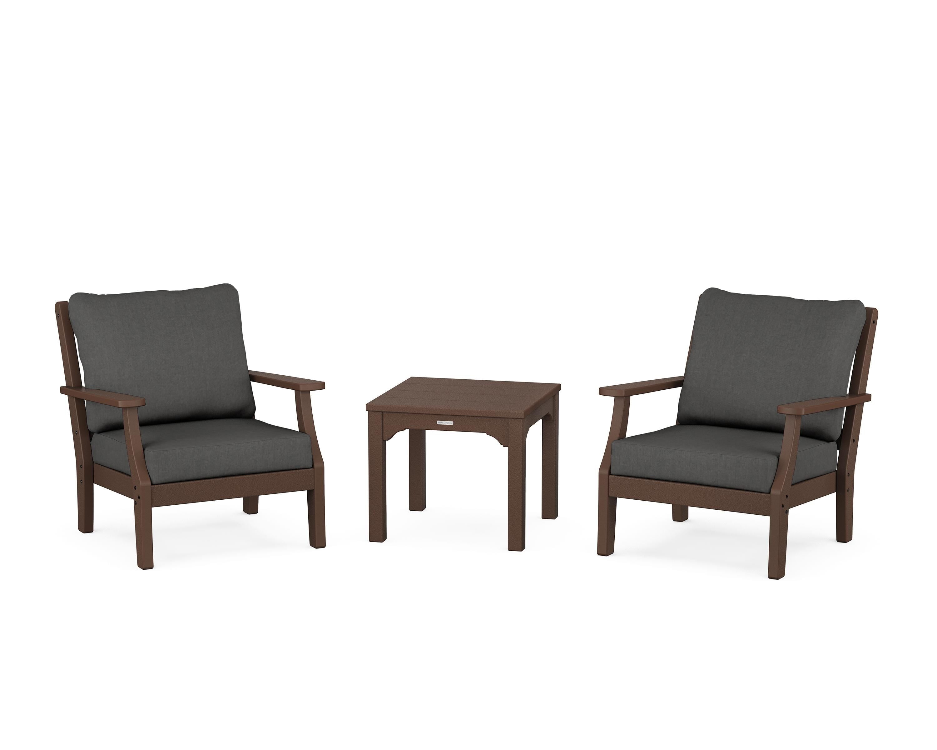 Martha Stewart by POLYWOOD® Chinoiserie 3-Piece Deep Seating Set in Mahogany / Spectrum Carbon