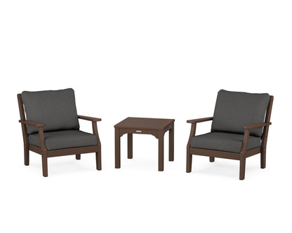 Martha Stewart by POLYWOOD® Chinoiserie 3-Piece Deep Seating Set in Mahogany / Spectrum Carbon