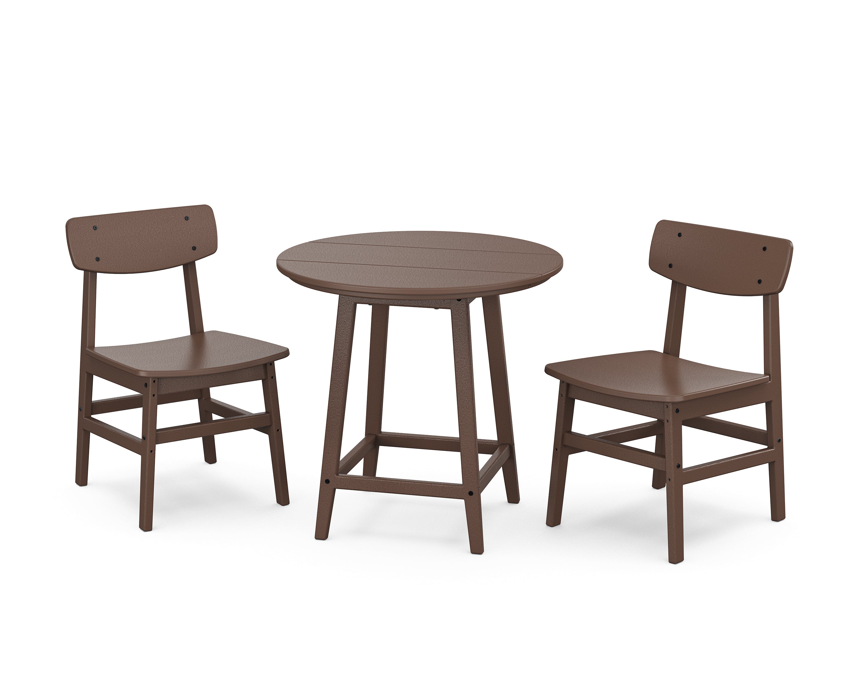 POLYWOOD® Modern Studio Urban Chair 3-Piece Round Bistro Dining Set in Mahogany