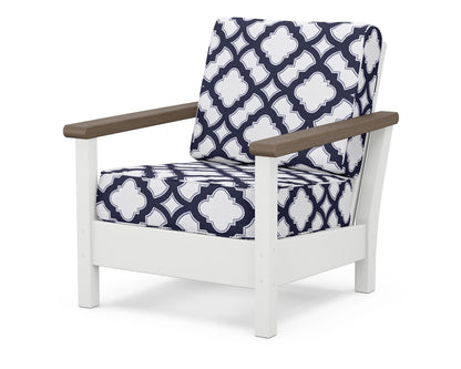 POLYWOOD® Harbour Deep Seating Chair in White / Kona / Trellis Navy