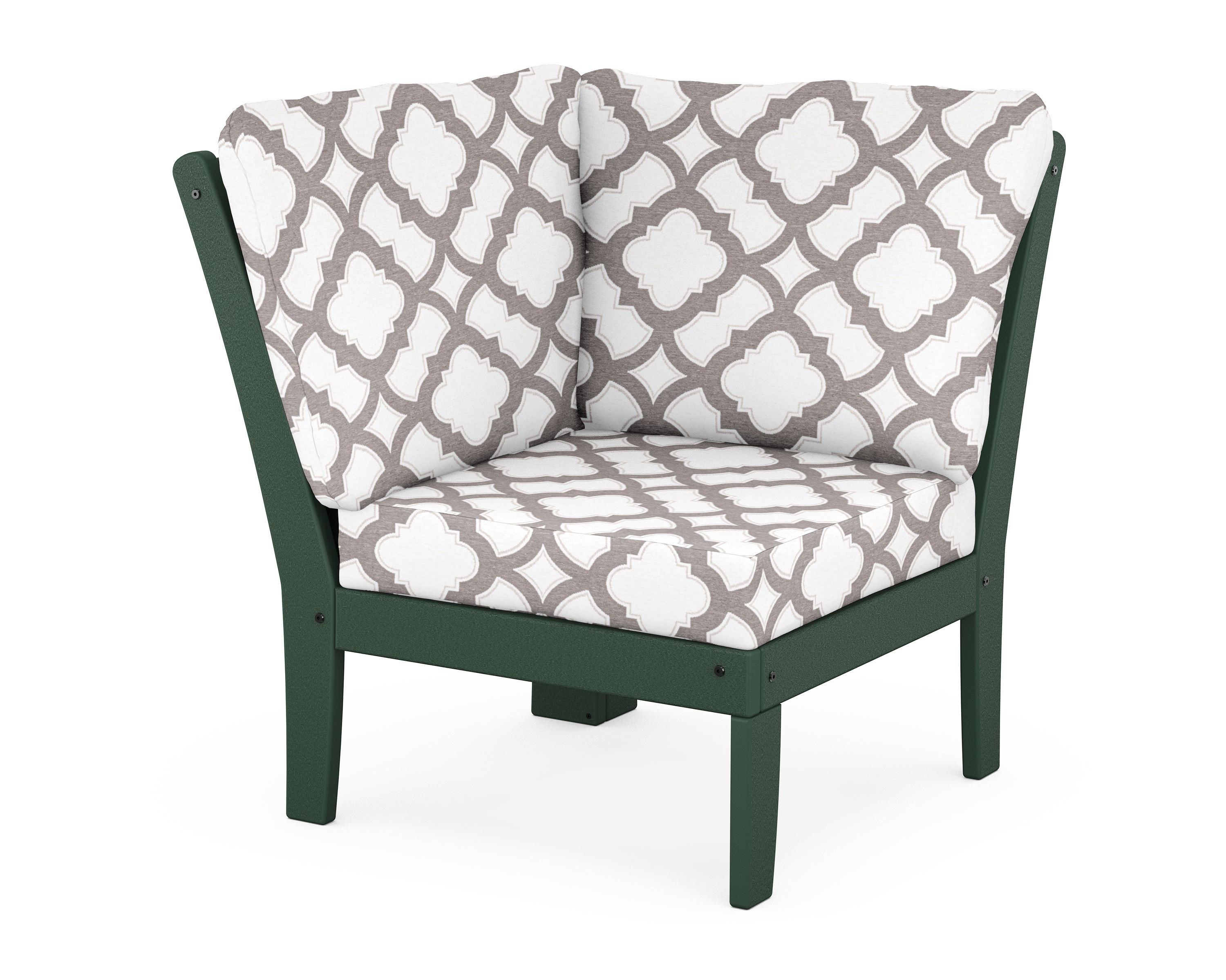 POLYWOOD® Braxton Modular Corner Chair in Green / Trellis Grey Mist