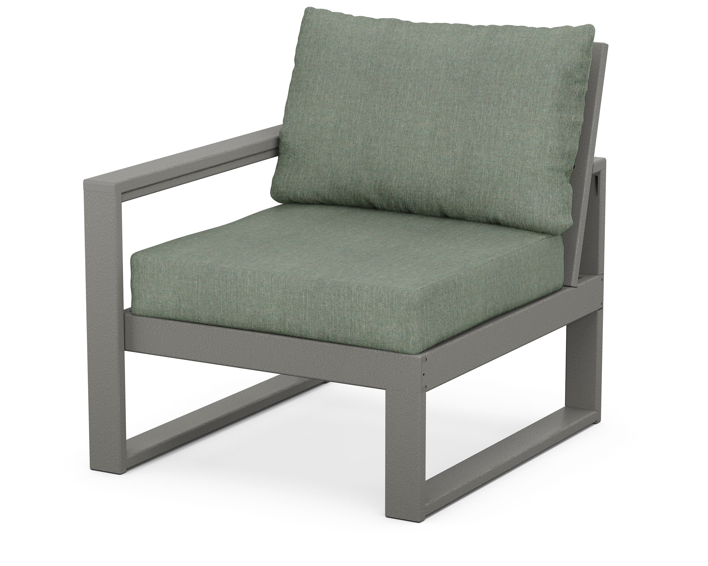 POLYWOOD® EDGE Modular Left Arm Chair in Slate Grey / Cast Sage