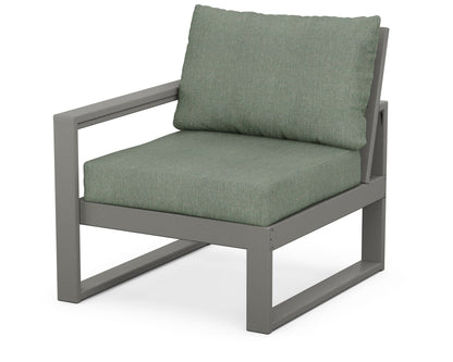 POLYWOOD® EDGE Modular Left Arm Chair in Slate Grey / Cast Sage