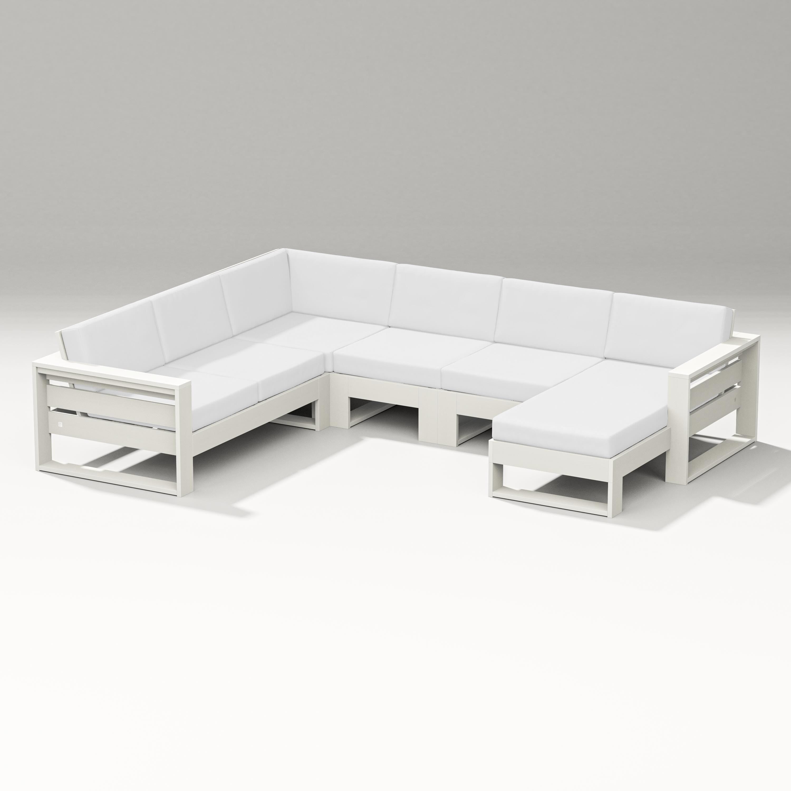 PW Designer Series Latitude Corner Sectional with Right Chaise in Vintage White / Natural