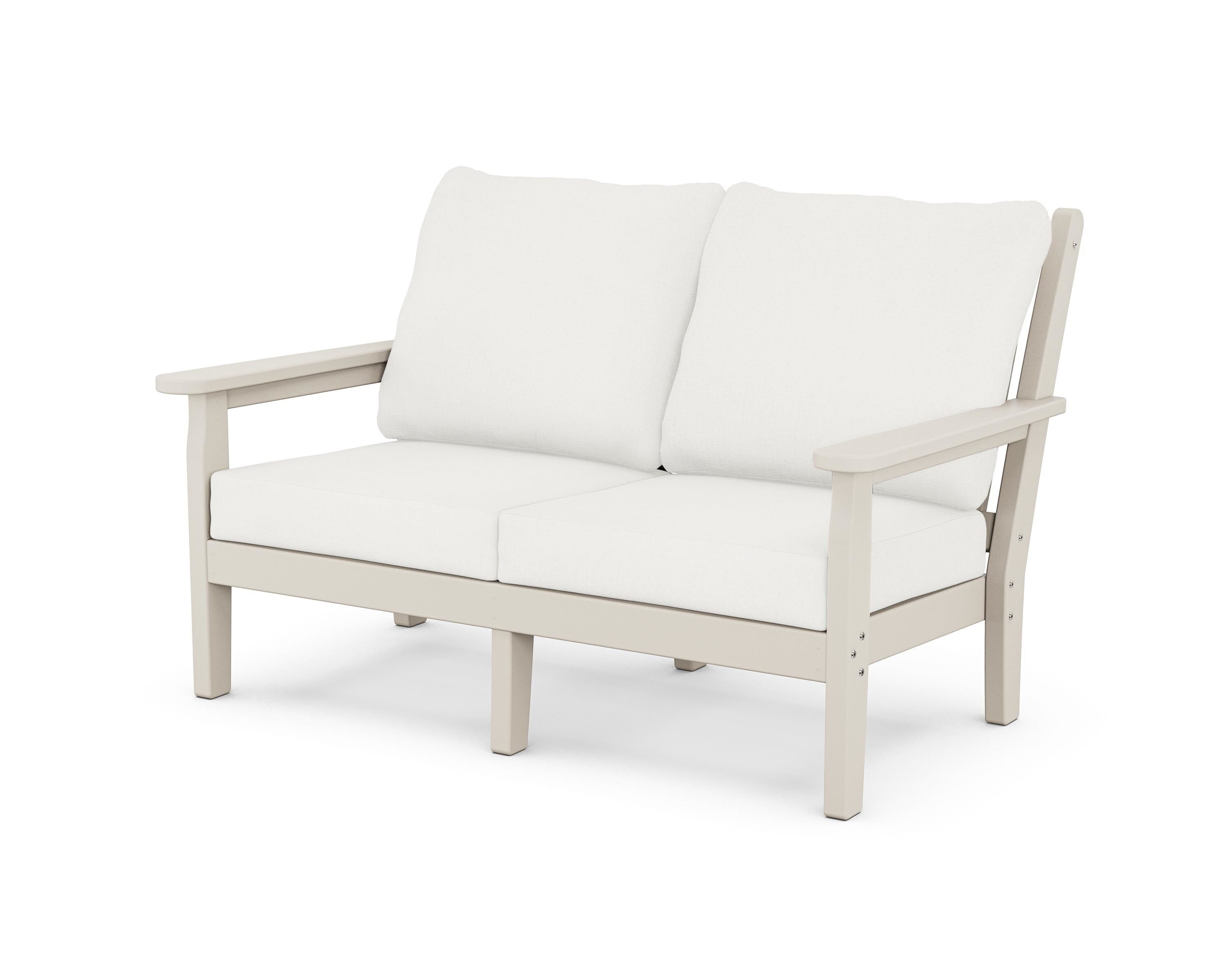 POLYWOOD® Chippendale Deep Seating Loveseat in Sand / Natural Linen
