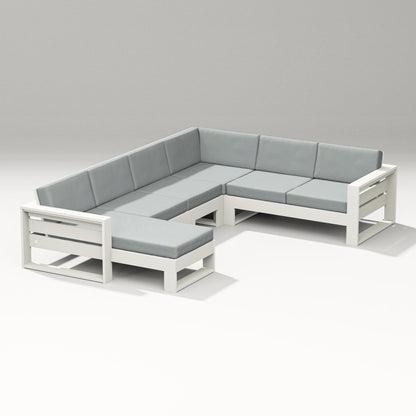 PW Designer Series Latitude Corner Sectional with Left Chaise in Vintage White / Spa