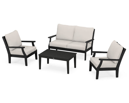 POLYWOOD® Braxton 4-Piece Deep Seating Chair Set in Black / Cast Ash