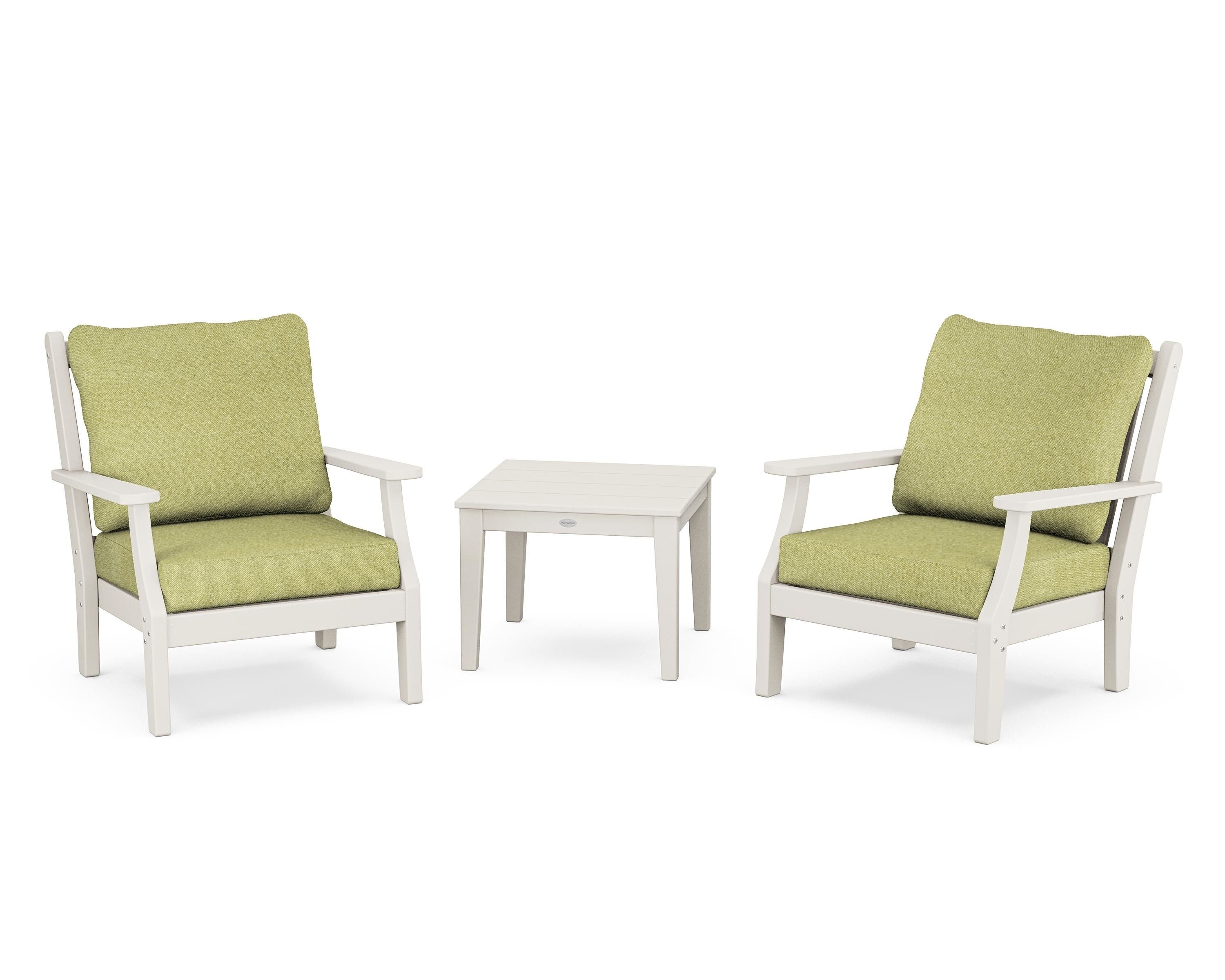 Country Living Wovendale 3-Piece Deep Seating Set in Sand / Chartreuse Boucle