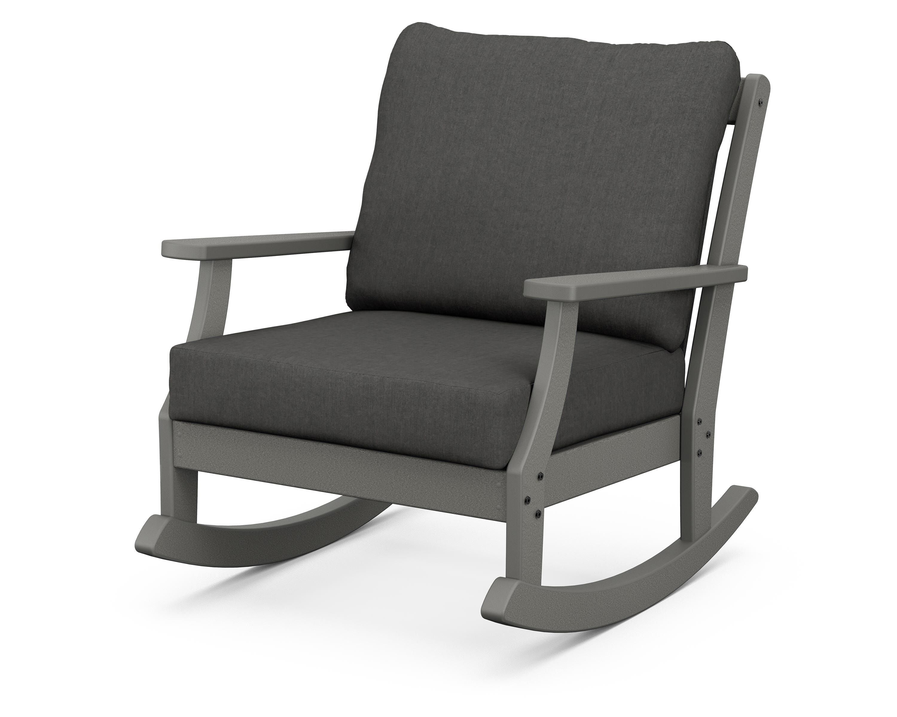 POLYWOOD® Braxton Deep Seating Rocking Chair in Slate Grey / Spectrum Carbon