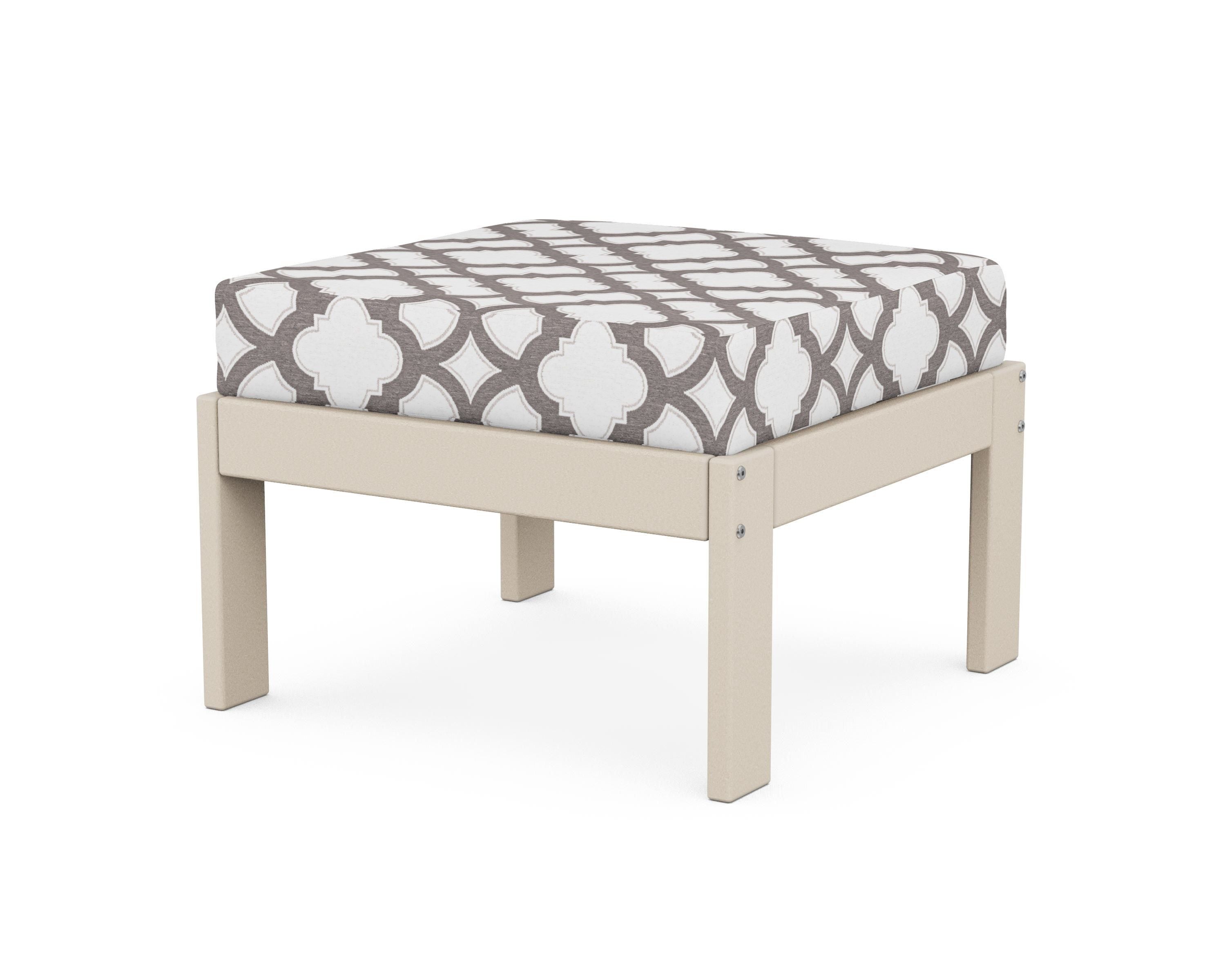 POLYWOOD® Vineyard Modular Ottoman in Sand / Trellis Grey Mist