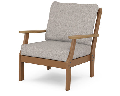 POLYWOOD® Braxton Deep Seating Chair in Teak / Natural / Weathered Tweed