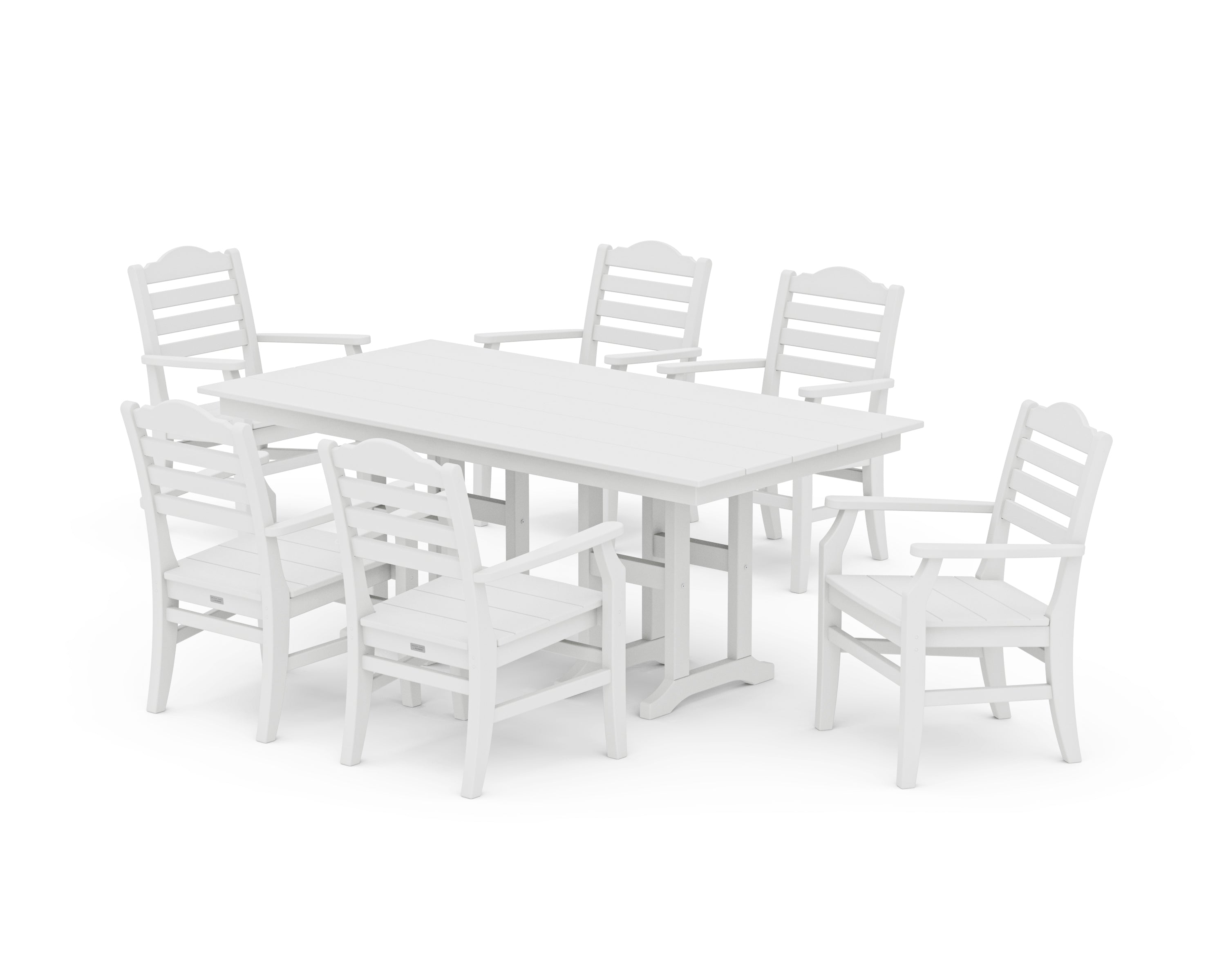 POLYWOOD® Savannah Arm Chair 7-Piece Farmhouse Dining Set in White