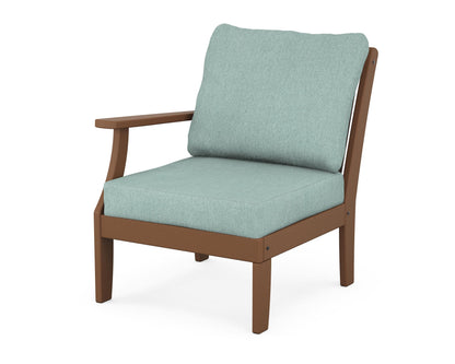 POLYWOOD® Braxton Modular Left Arm Chair in Teak / Glacier Spa