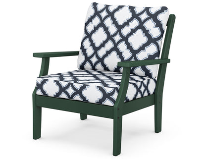 POLYWOOD® Braxton Deep Seating Chair in Green / Trellis Marine Indigo