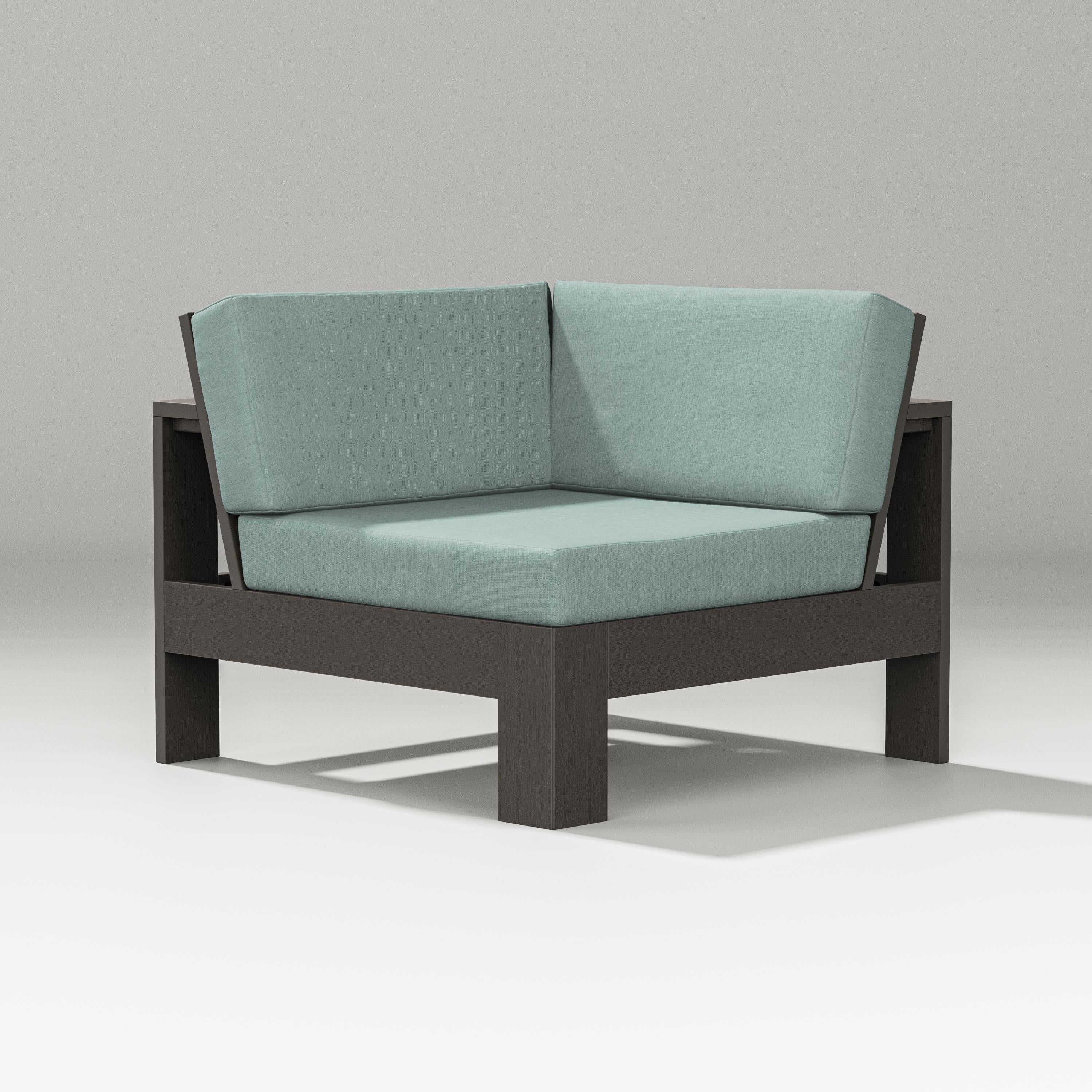 PW Designer Series Latitude Modular Corner Chair in Vintage Coffee / Glacier Spa