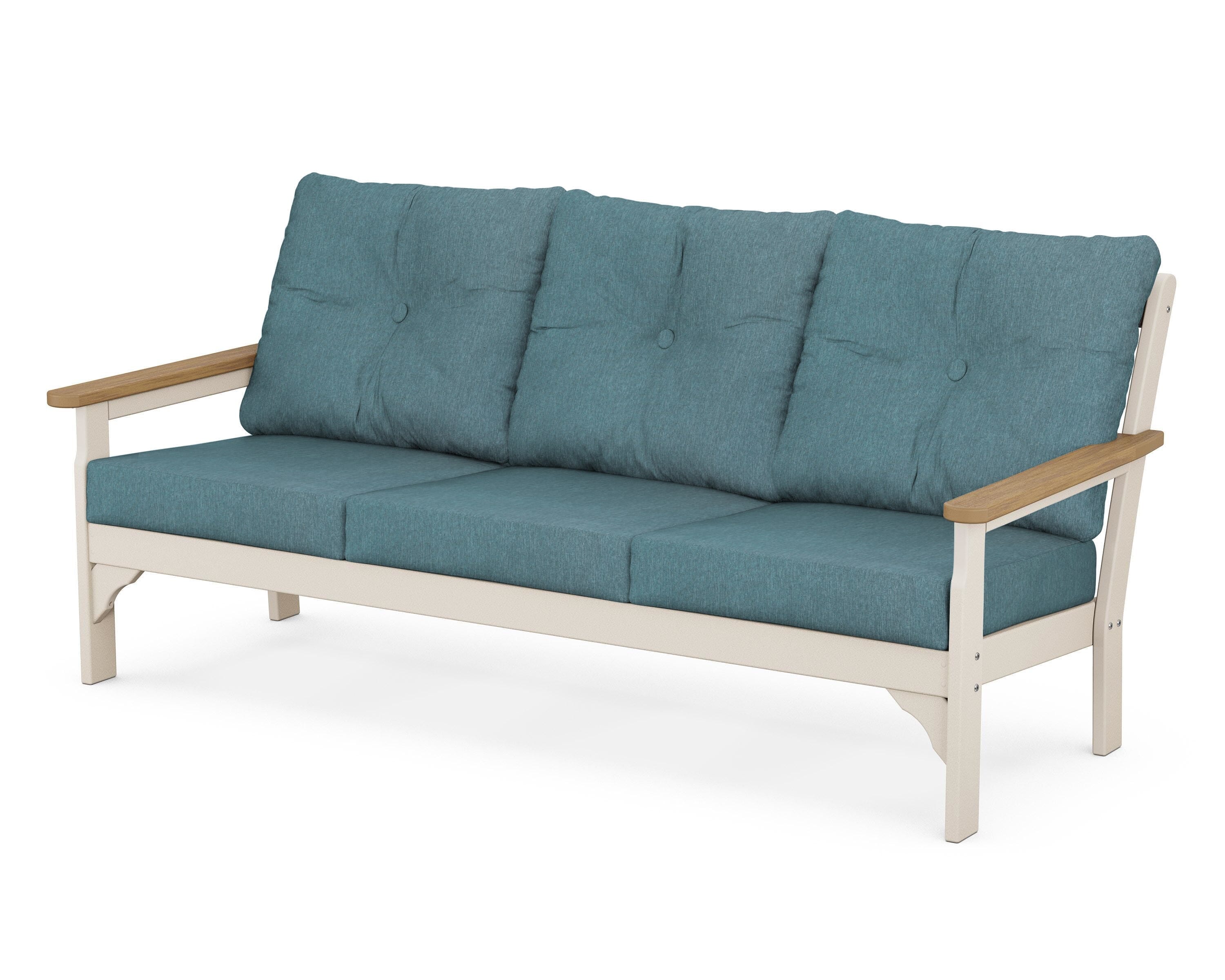 POLYWOOD® Vineyard Deep Seating Sofa in Sand / Natural / Ocean Teal
