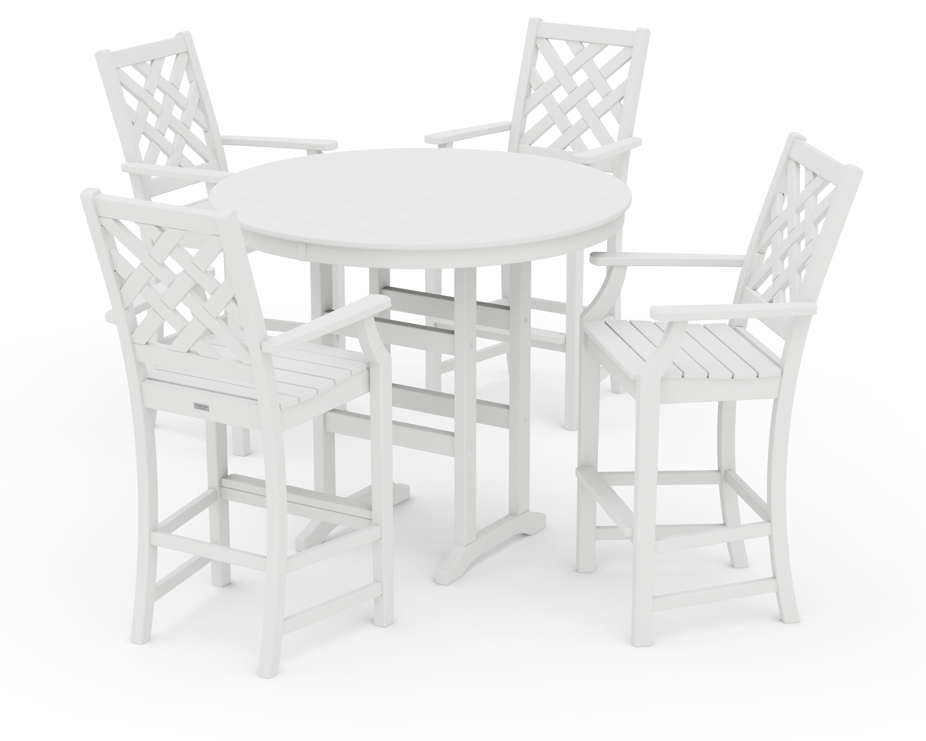 Country Living Wovendale 5-Piece Round Farmhouse Bar Set in White