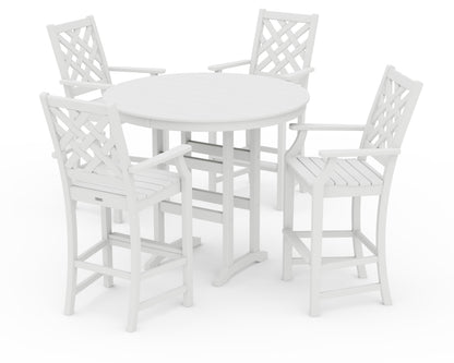 Country Living Wovendale 5-Piece Round Farmhouse Bar Set in White