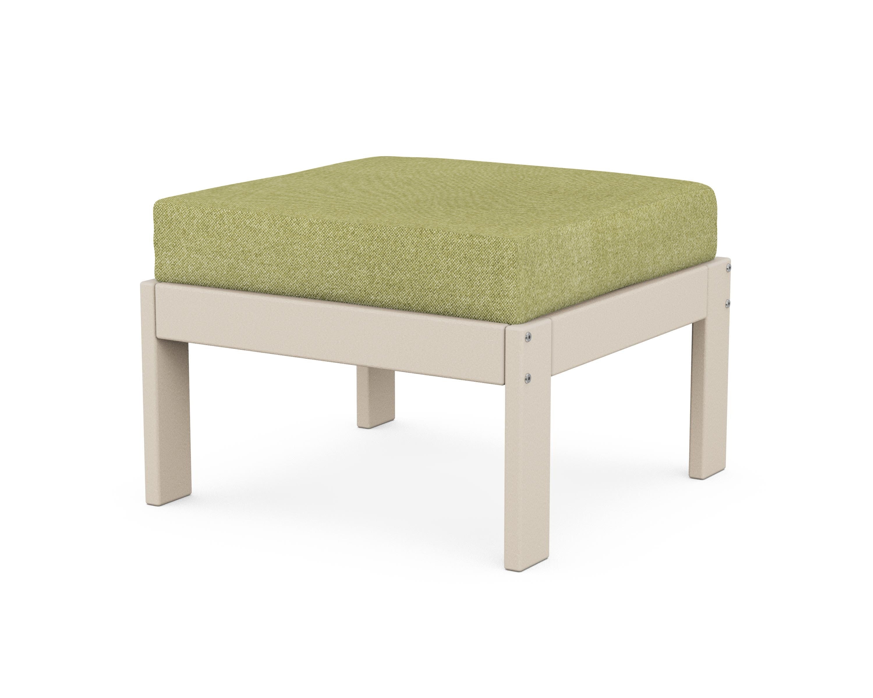 POLYWOOD® Vineyard Modular Ottoman in Sand / Chartreuse Boucle