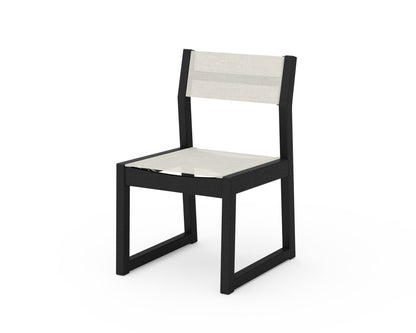 POLYWOOD® Edge Sling Dining Side Chair - 2 Chairs in Black / Parchment Sling